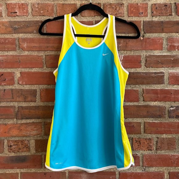 Nike Tops - Nike Women's Dri-Fit Racerback Tank Blue Yellow